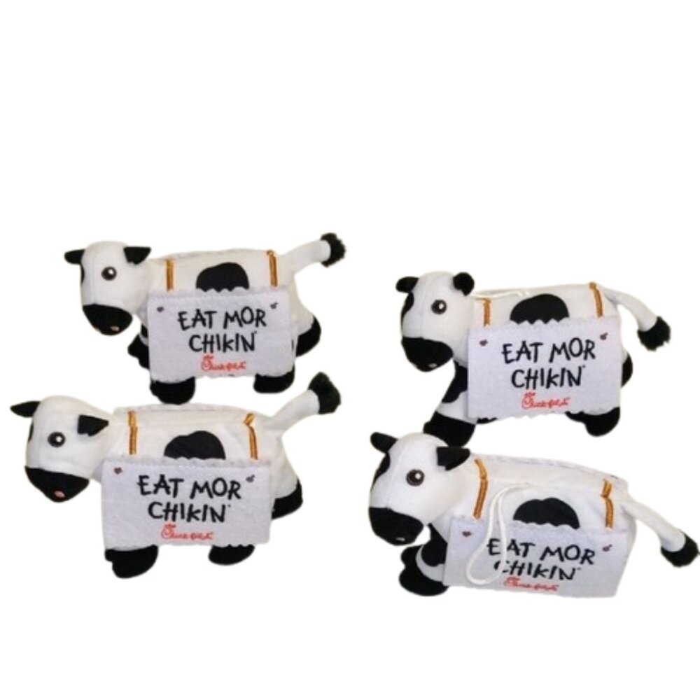 Chick-Fil-A Eat More Chicken Stuffed Miniature Cows Lot of 4